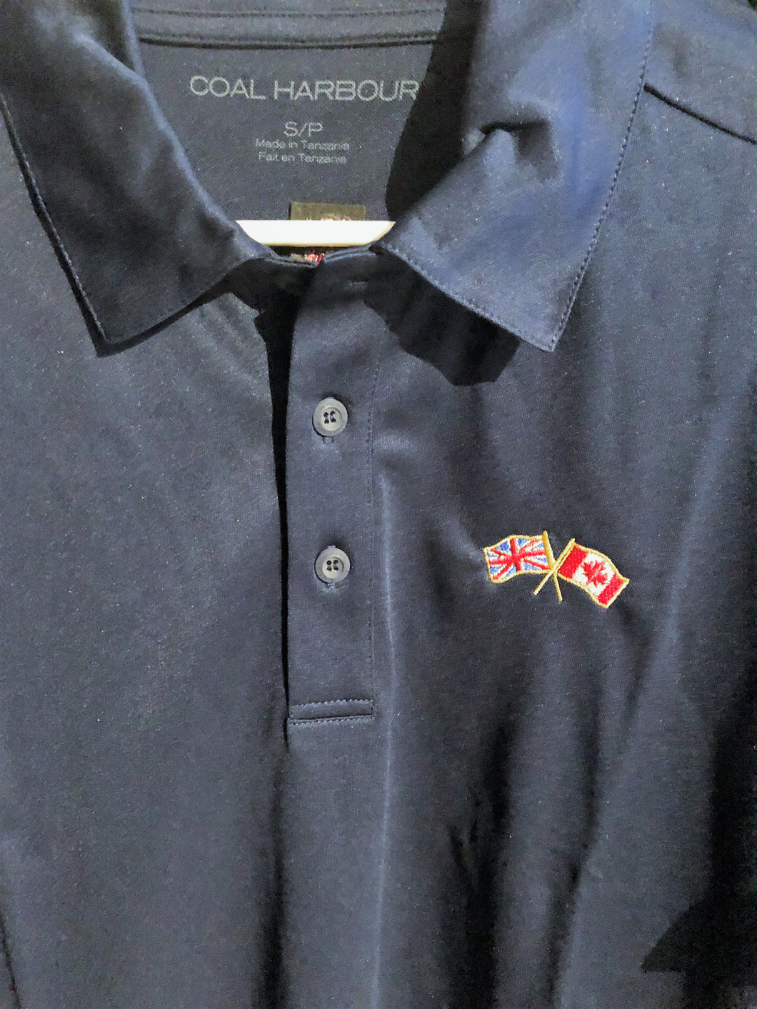 Navy Polo Shirt - Embroidered Flag Duo