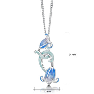 Bluebell Enamel Pendant Necklace in Sterling Silver