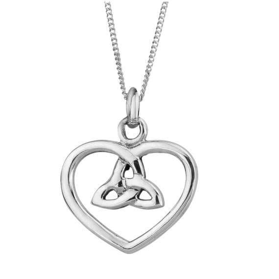 Celtic Trinity Knot Silver Heart Pendant