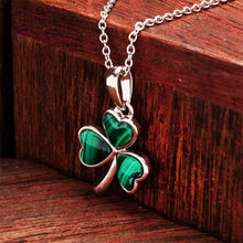 Load image into Gallery viewer, Green Malachite Sterling Silver Shamrock Pendant
