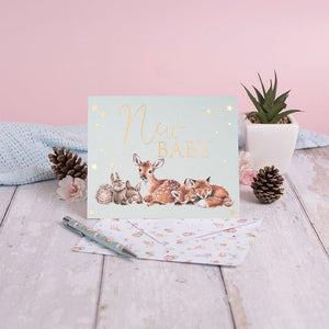 'Little Forest' Woodland Animal New Baby Card