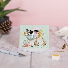 Load image into Gallery viewer, &#39;Sleeping on the Job&#39; Border Collie and Rabbit Mini Gift Card
