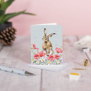 'Field of Flowers' Hare Mini Gift Card