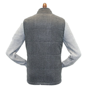Griffin Dark Grey with Light Grey Diamond Pattern Tweed Body Warmer with Leather Trims