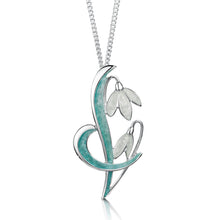 Load image into Gallery viewer, Snowdrop Sterling Silver Pendant Necklace in Leaf Enamel
