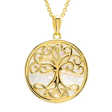 Load image into Gallery viewer, 14kt Gold Vermeil Tree of Life Mother of Pearl Necklace
