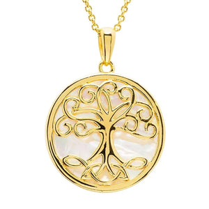 14kt Gold Vermeil Tree of Life Mother of Pearl Necklace