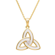 Load image into Gallery viewer, Gold Vermeil White Enamel Celtic Trinity Knot Necklace
