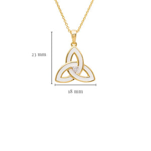 Gold Vermeil White Enamel Celtic Trinity Knot Necklace