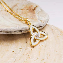 Load image into Gallery viewer, Gold Vermeil White Enamel Celtic Trinity Knot Necklace
