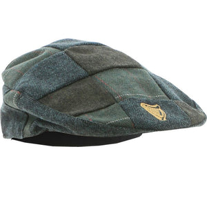 Guinness Tweed Check Patch Flat Cap Green