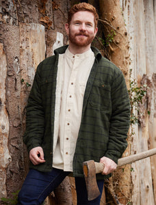 Lee Valley Fleece Lined Flannel Shirt - Forest Green and Black Check