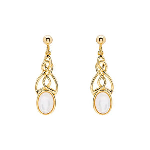 Shanore 14KT Gold Vermeil Mother of Pearl Irish Trinity Knot Earrings