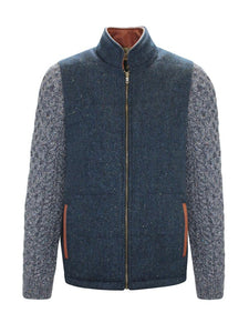Navy Shackleton Jacket with Charcoal Cable Knit Sleeve