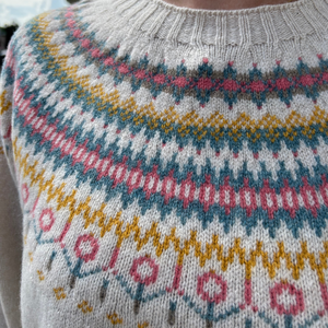 Harley of Scotland Women's Fair Isle Yoke Sweater - Swansdown