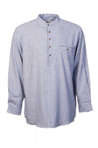 Lee Valley Men's Flannel Grandfather Shirt - Grey Stripe