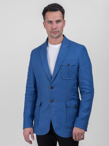 Irish Borage Blue Linen Plain Style Jacket