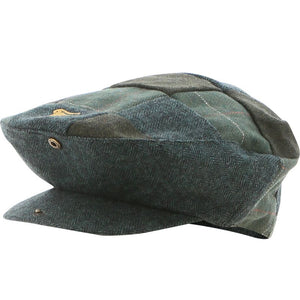 Guinness Tweed Check Patch Flat Cap Green