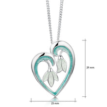 Load image into Gallery viewer, Snowdrop Sterling Silver Heart Pendant Leaf Enamel

