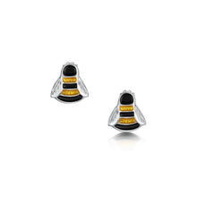 Load image into Gallery viewer, Bumblee Small Enamel Stud Earrings in Sterling Silver
