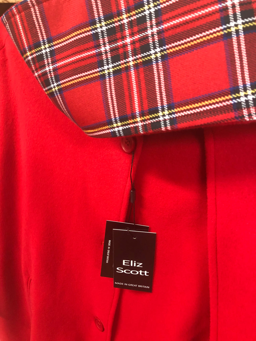 Eliz Scott Scarf Cape with Tartan Contrast