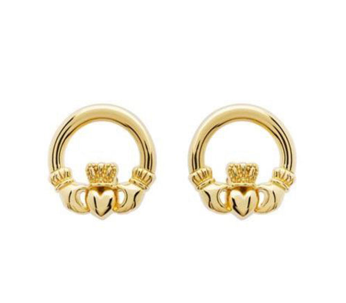 14KT Gold Vermeil Claddagh Stud Earrings