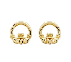 14KT Gold Vermeil Claddagh Stud Earrings