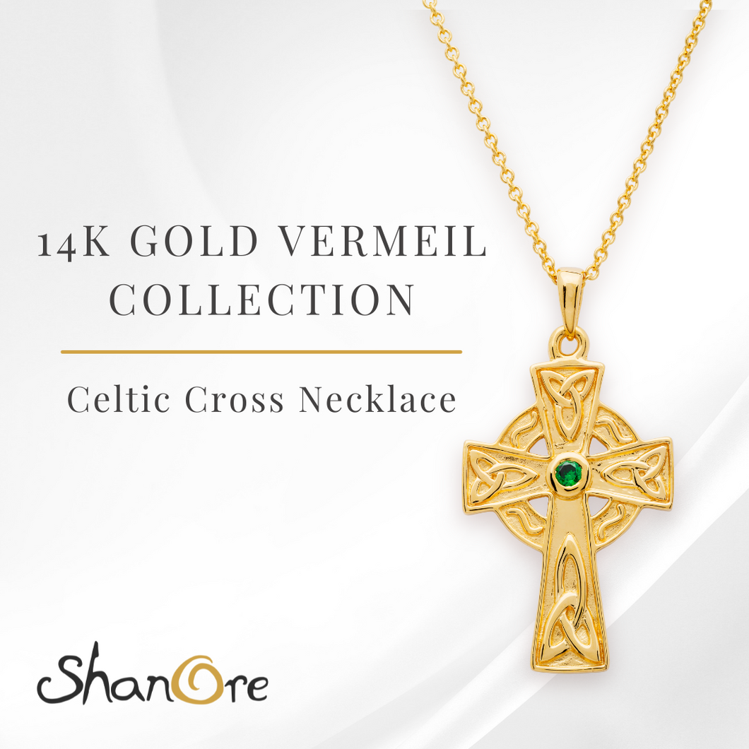 14KT Gold Vermeil Celtic Cross Necklace