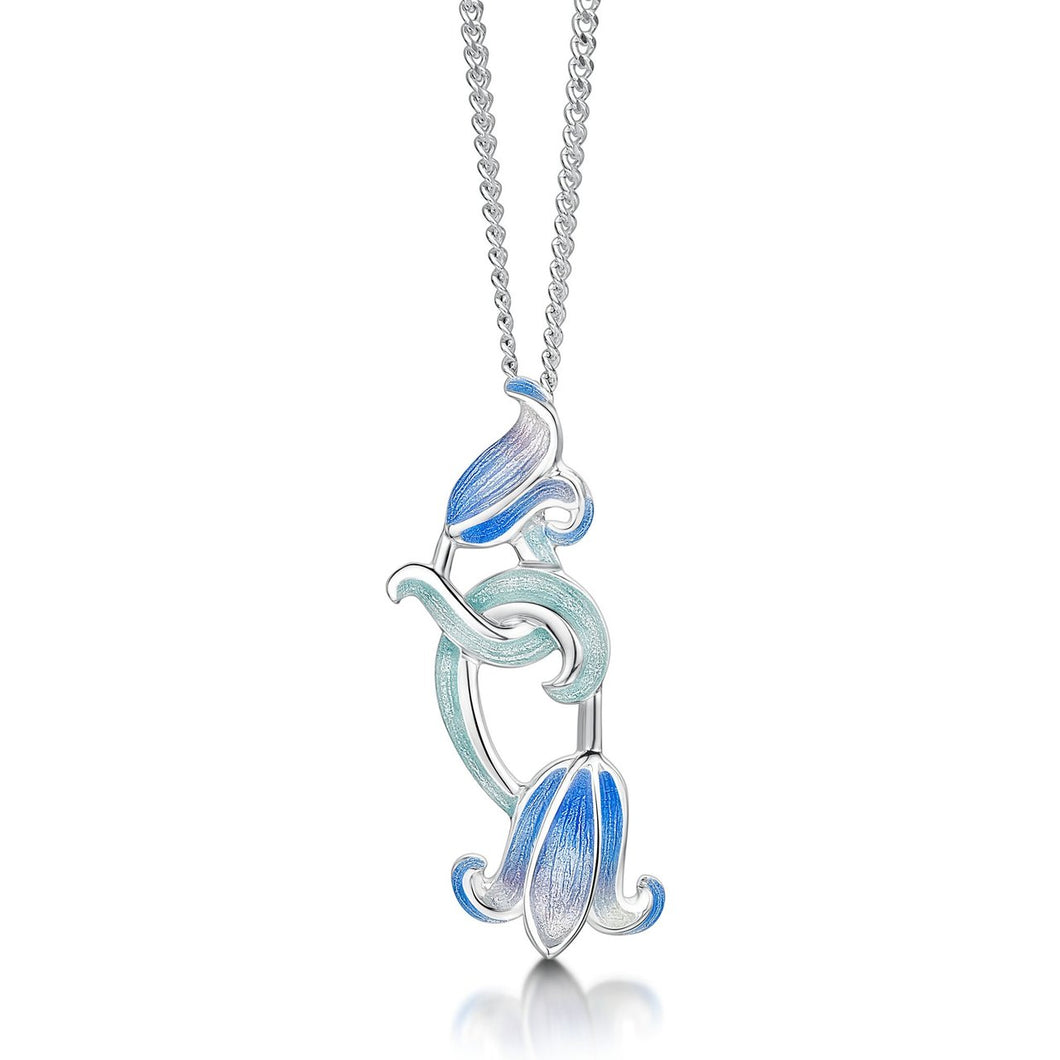 Bluebell Enamel Pendant Necklace in Sterling Silver