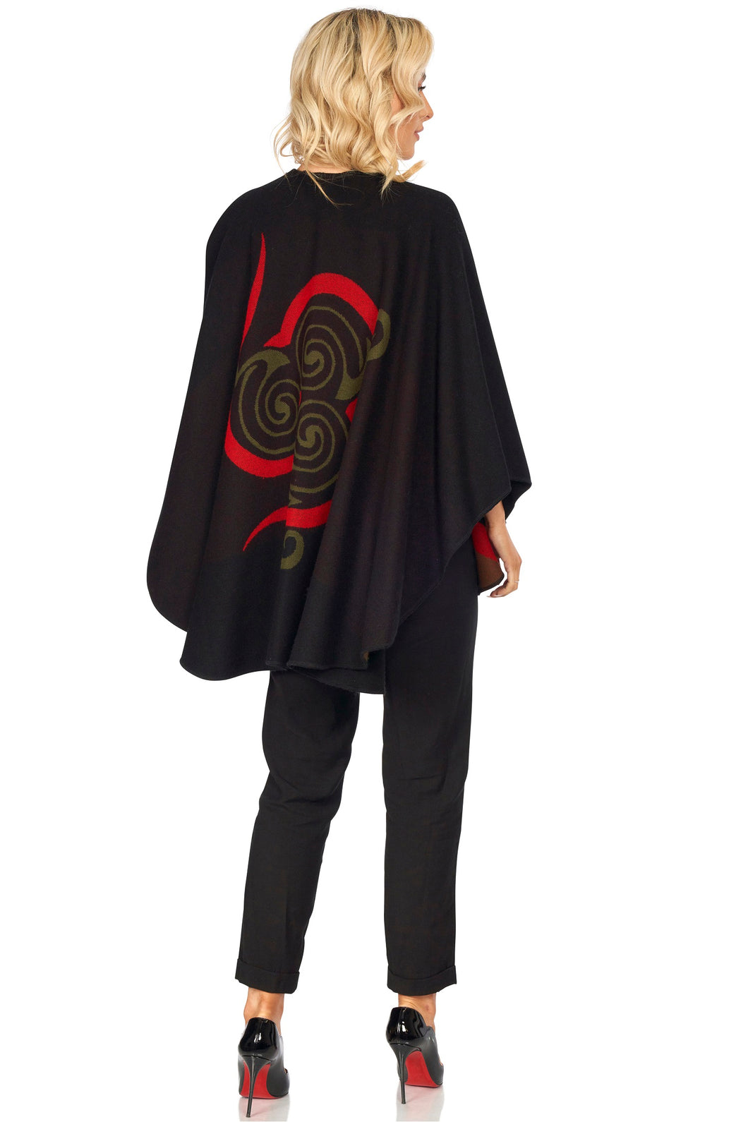Shawl with Celtic Motif-Black and Red