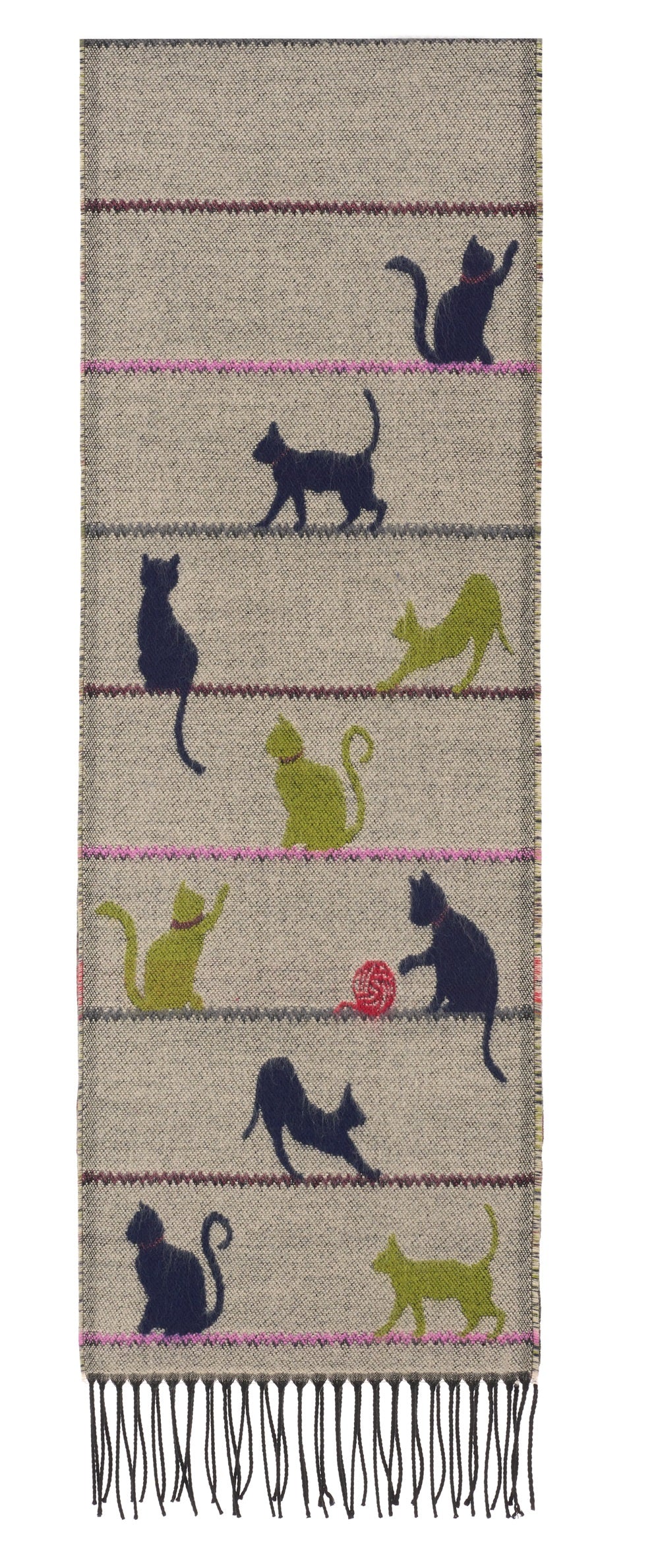 Scarf with Cat and Wool Motif