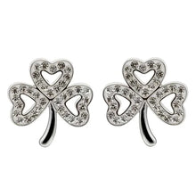 Load image into Gallery viewer, Shanore Shamrock Stud Earrings Crystals
