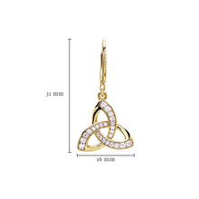 Load image into Gallery viewer, ShanOre 14KT Gold Vermeil Drop Trinity Knot Earrings Studded with White Cubic Zirconias
