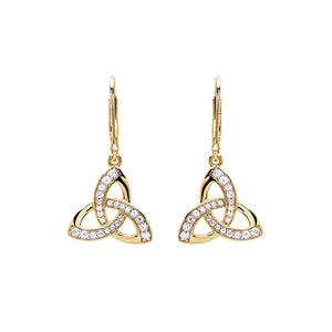 ShanOre 14KT Gold Vermeil Drop Trinity Knot Earrings Studded with White Cubic Zirconias