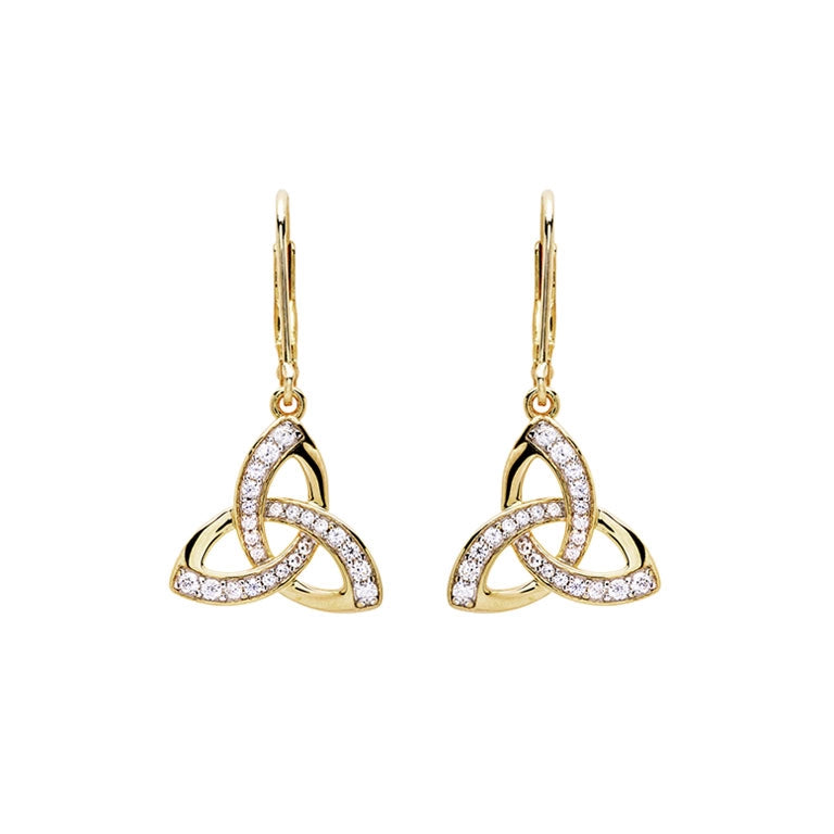 ShanOre 14KT Gold Vermeil Drop Trinity Knot Earrings Studded with White Cubic Zirconias
