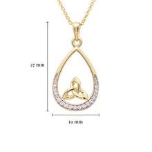 Load image into Gallery viewer, ShanOre 14KT Gold Vermeil Tear Drop Trinity Knot Pendant With Cubic Zirconias
