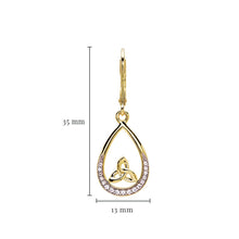 Load image into Gallery viewer, ShanOre 14KT Gold Vermeil Tear Drop Trinity Knot Earrings with White Cubic Zirconias
