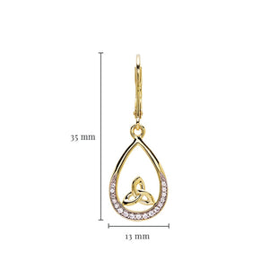 ShanOre 14KT Gold Vermeil Tear Drop Trinity Knot Earrings with White Cubic Zirconias