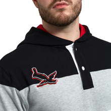 Load image into Gallery viewer, Guinness Black &amp; Red Hooded Rugby Shirt
