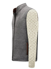 Load image into Gallery viewer, Light Grey Jacket with Natural Cable Knit Sleeve
