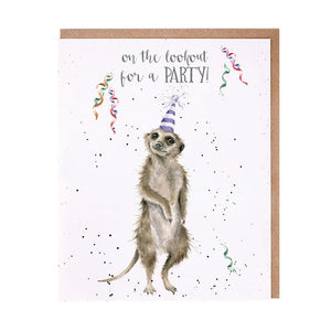 'Lookout For A Party' Meerkat Birthday Card