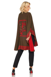 Shawl with Celtic Motif - Olive and Red