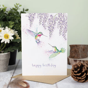'Wisteria Wishes' Hummingbird Birthday Card