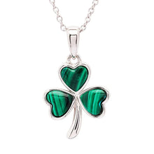 Load image into Gallery viewer, Green Malachite Sterling Silver Shamrock Pendant
