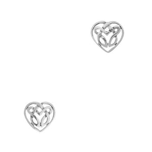 Celtic Knotwork Silver Heart Stud Earrings 'Nuala'