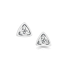 Load image into Gallery viewer, Book of Kells Trinity Knot Stud Earrings in Sterling Silver
