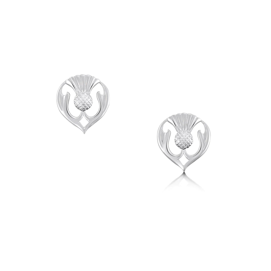 Thistle Head Stud Earrings in Sterling Silver