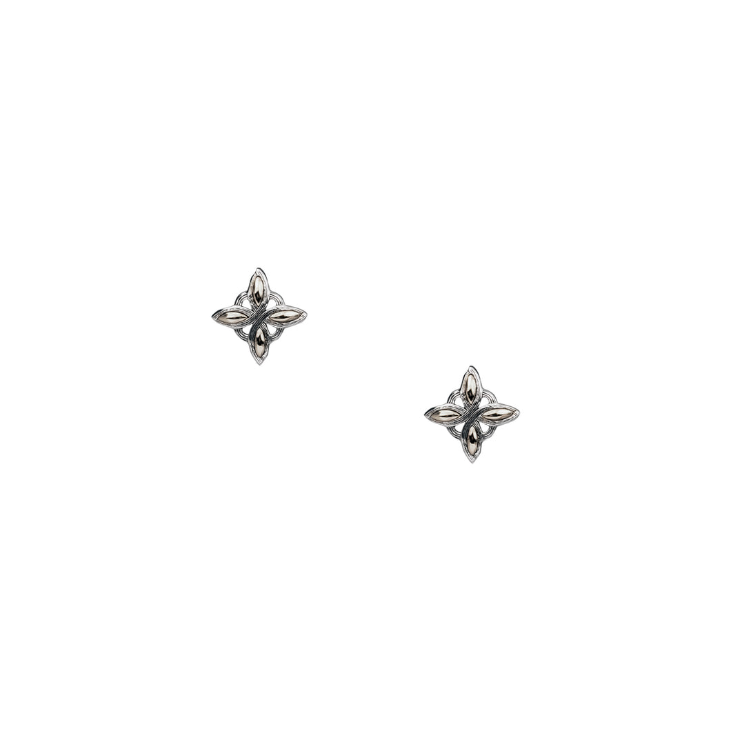 Silver and 10K Gold Celestial Stud Earrings