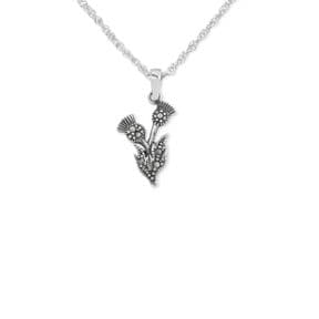 Scottish Thistle Silver Pendant with Marcasite