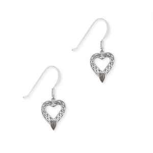 Celtic Sterling Silver Heart Knot Earrings with Agate Gemstone